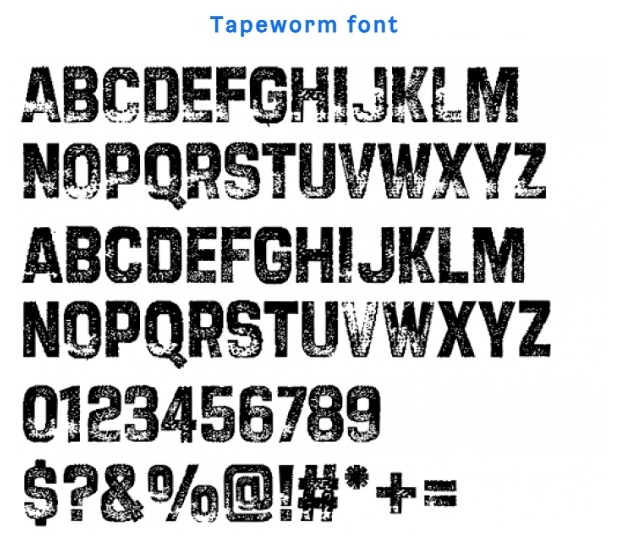 Пример шрифта Tapeworm Regular