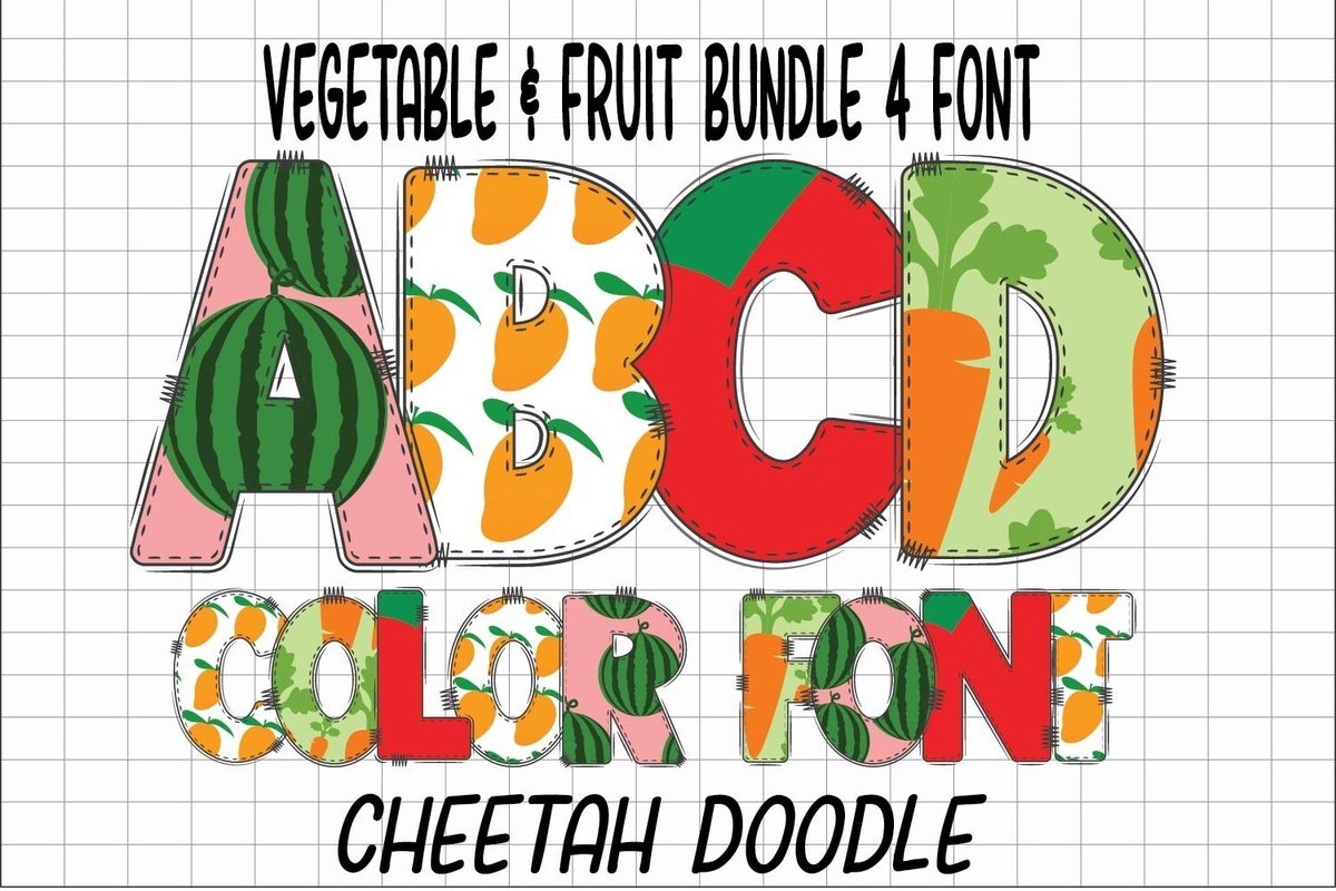 Пример шрифта Vegetable & Fruits