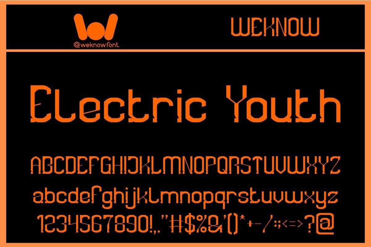 Пример шрифта Electric Youth