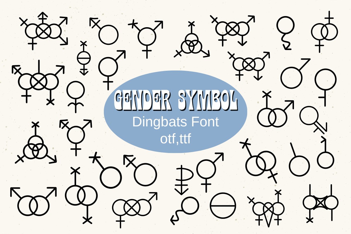 Пример шрифта Gender Symbol