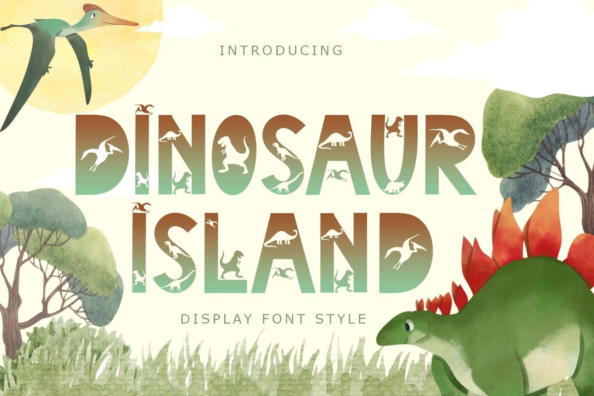 Пример шрифта Dinosaur Island