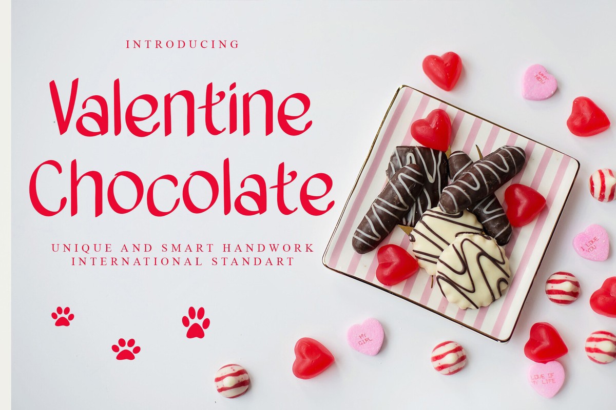 Пример шрифта Valentine Chocolate Regular