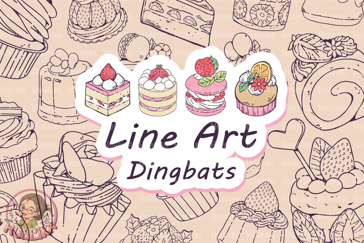 Пример шрифта Cake Line Art Regular