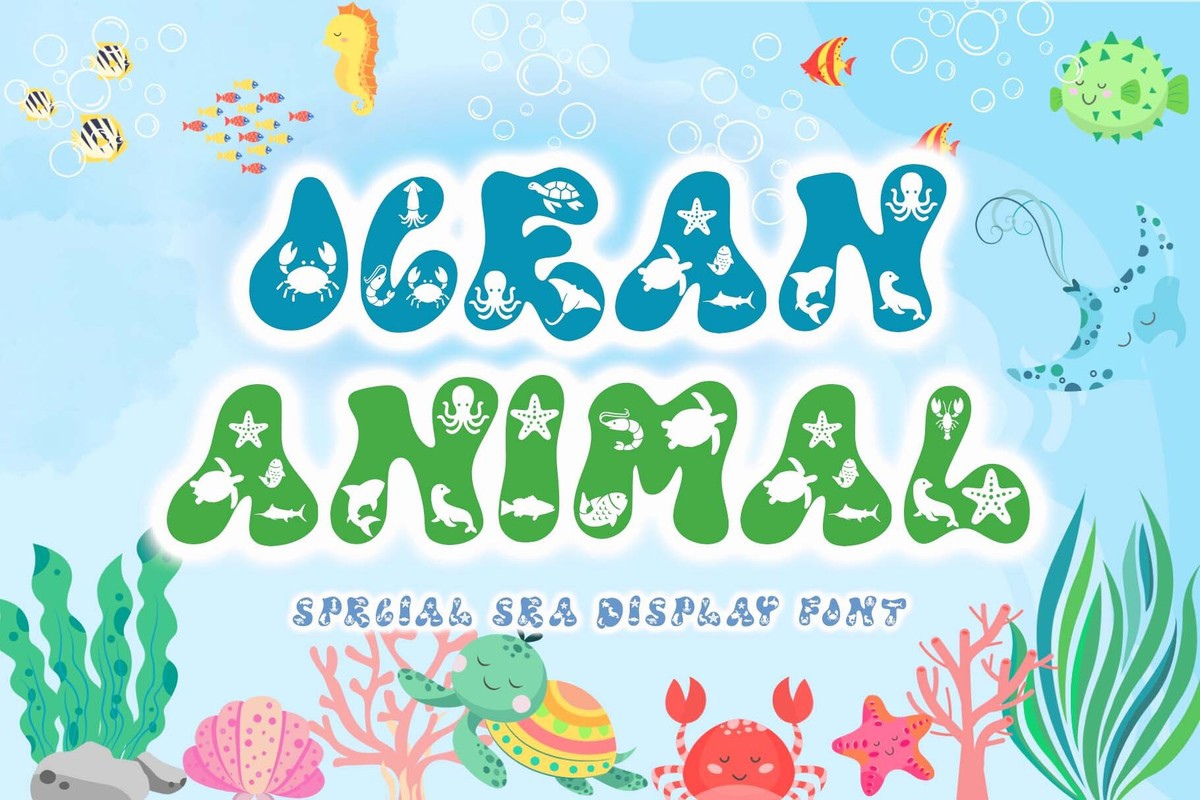 Пример шрифта Ocean Animal Regular