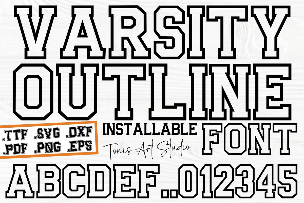 Пример шрифта AB Varsity Outline OUTLINE