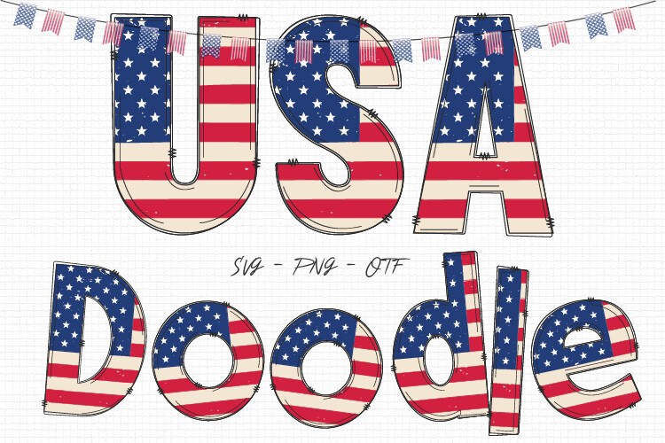 Пример шрифта USA Doodle