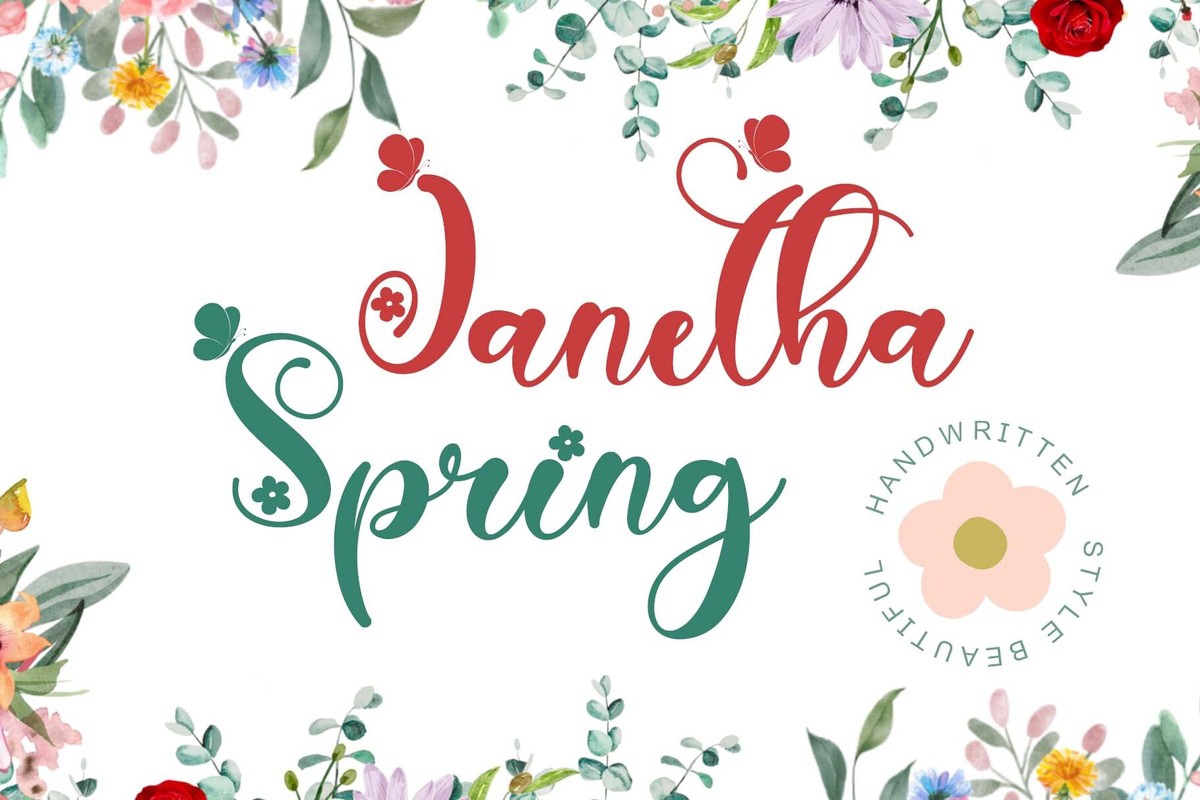 Пример шрифта Janetha Spring Regular