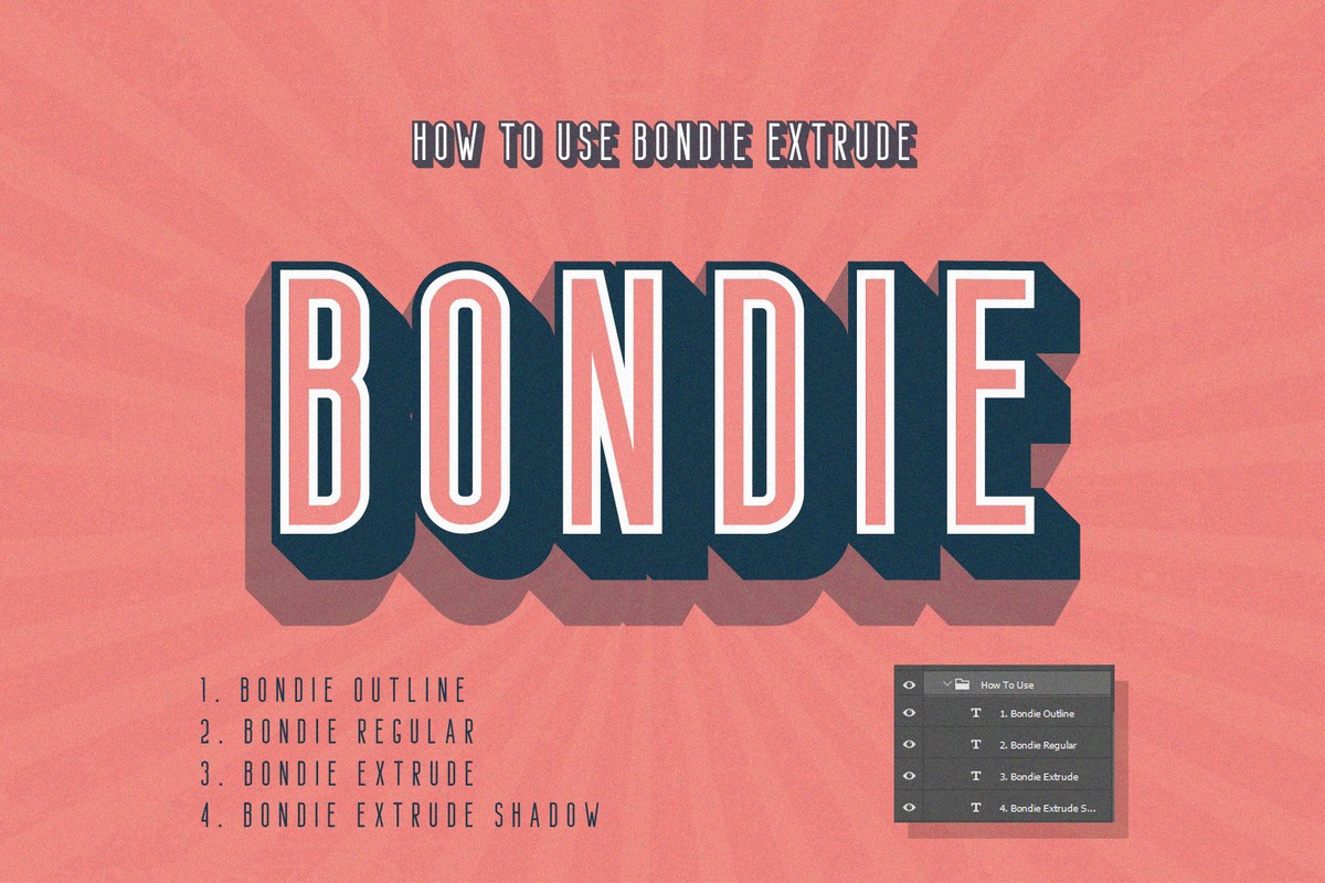Пример шрифта Bondie Extrude