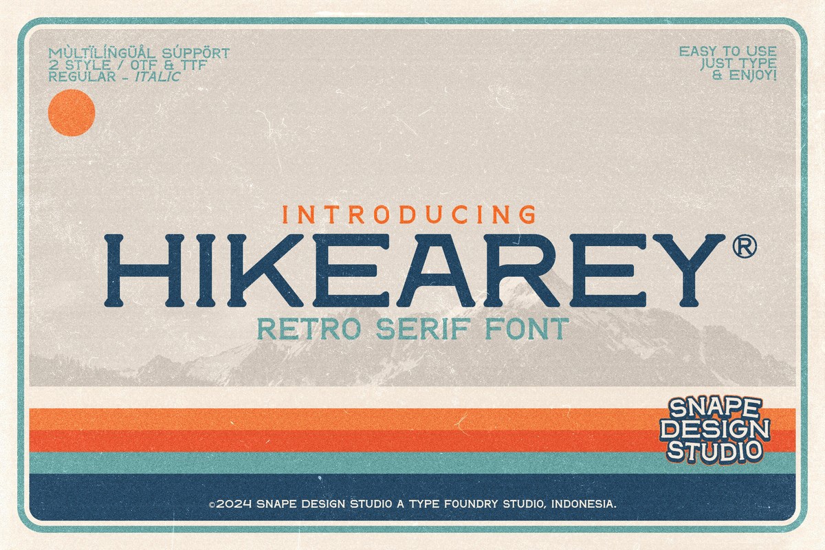 Пример шрифта Hikearey Italic