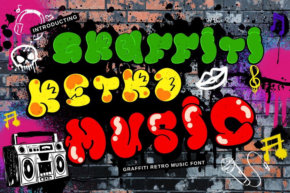 Пример шрифта Graffiti Retro Music