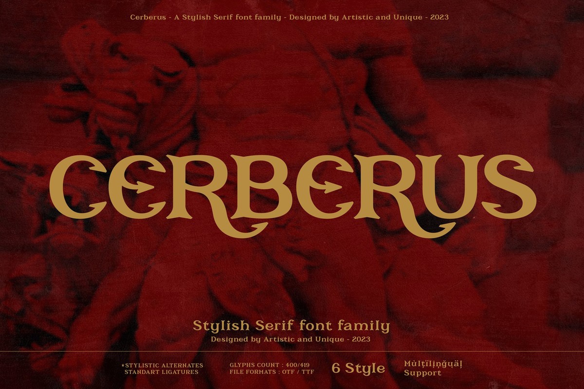 Пример шрифта Cerberus Medium Italic