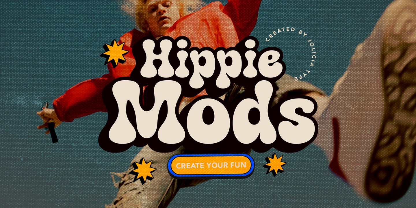 Пример шрифта Hippie Mods