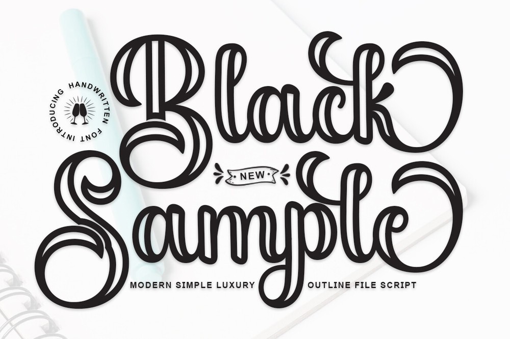 Пример шрифта Black Sample Outline