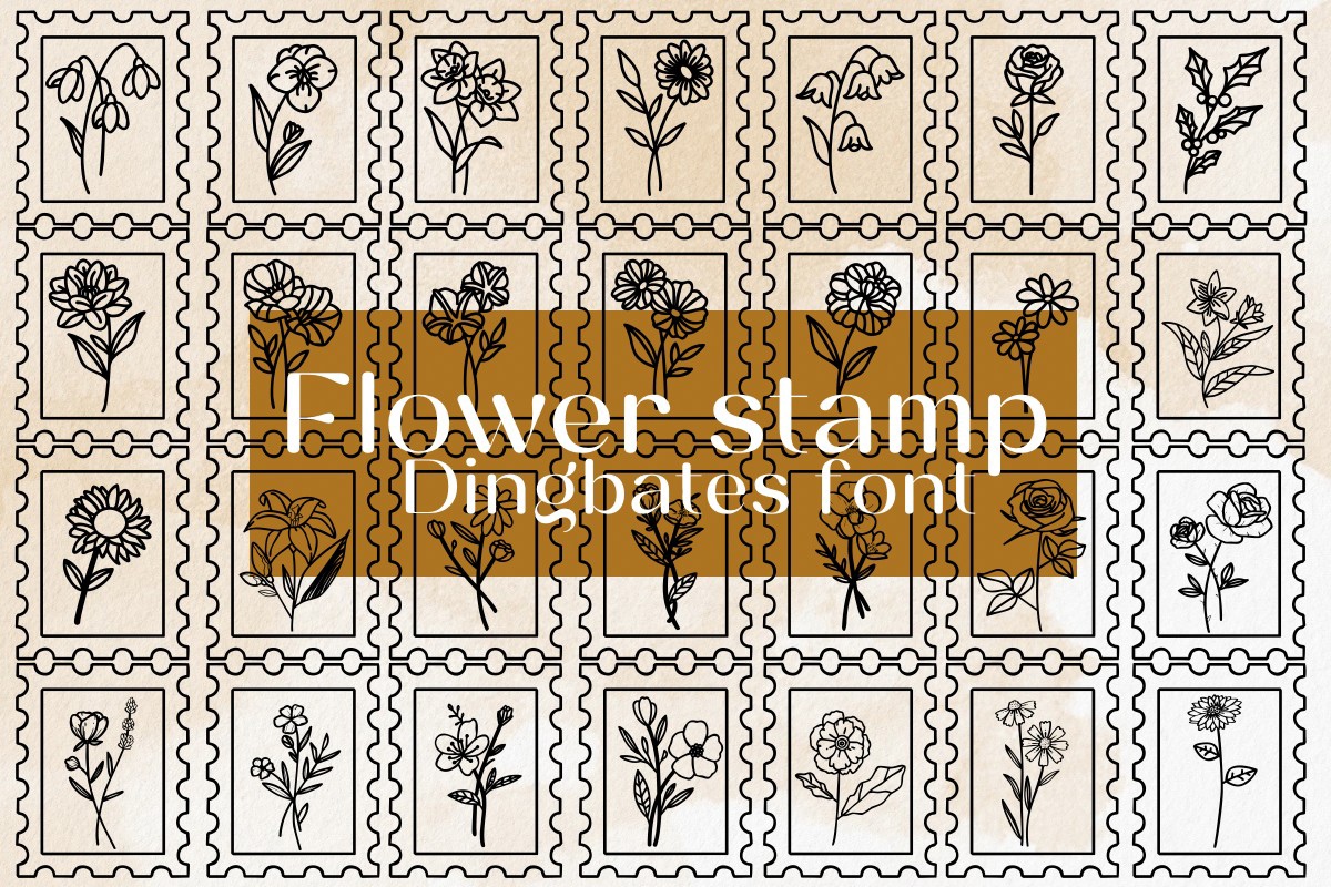 Пример шрифта Flower Stamp