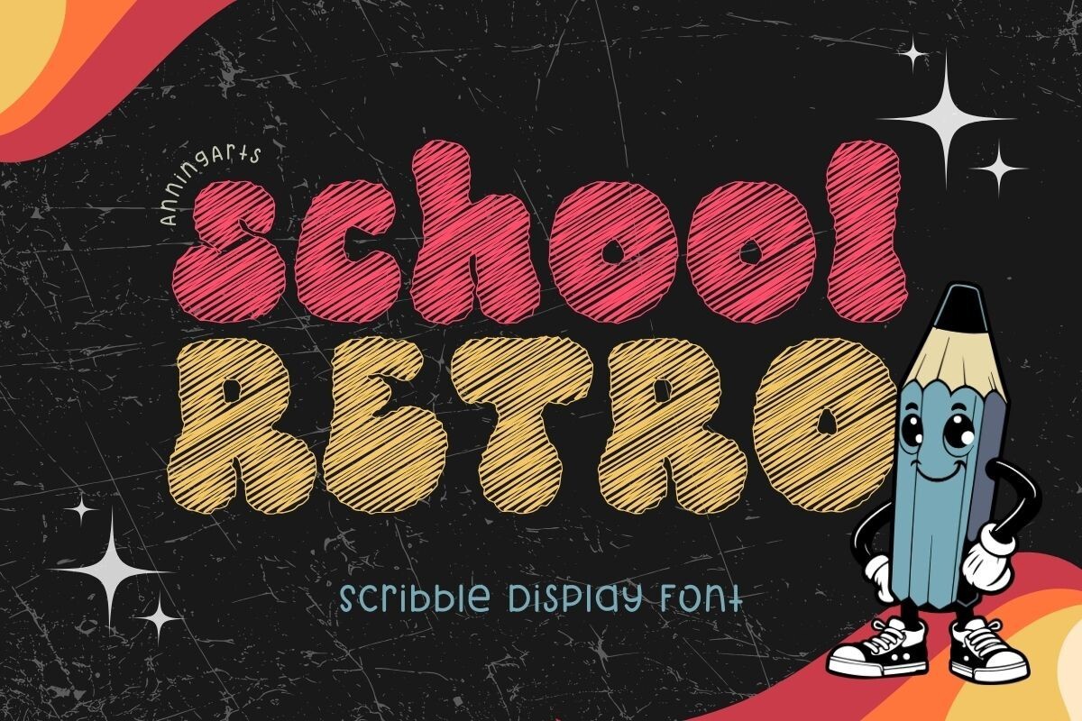 Пример шрифта School Retro