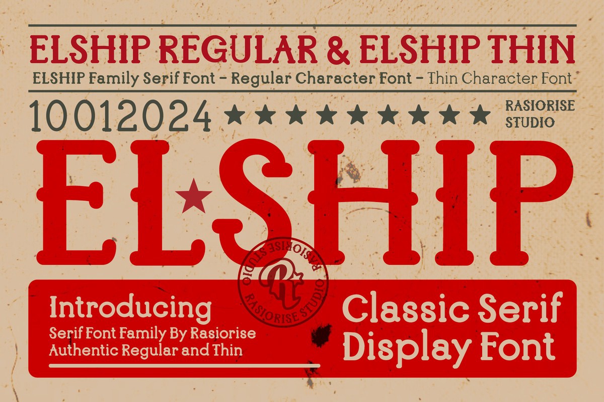 Пример шрифта Elship Regular