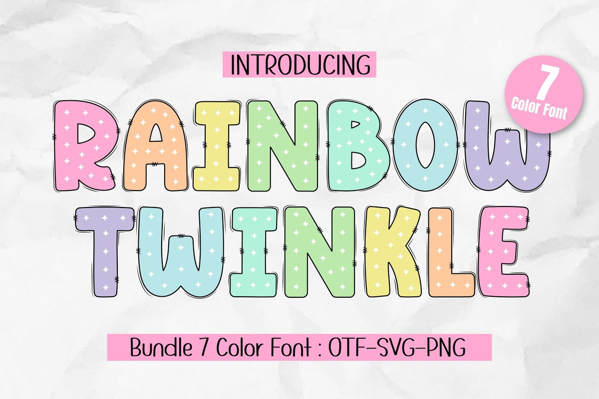 Пример шрифта Rainbow Twinkle Green