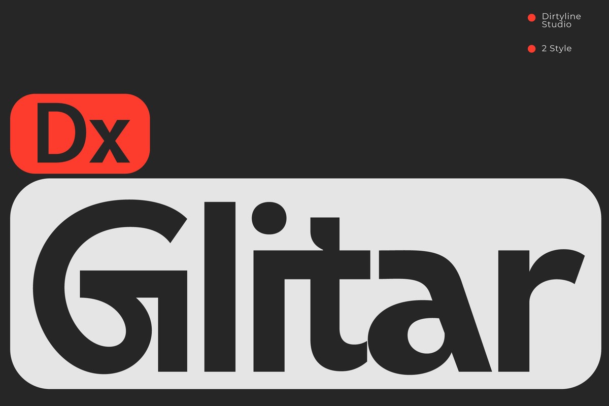 Пример шрифта Dx Glitar Italic