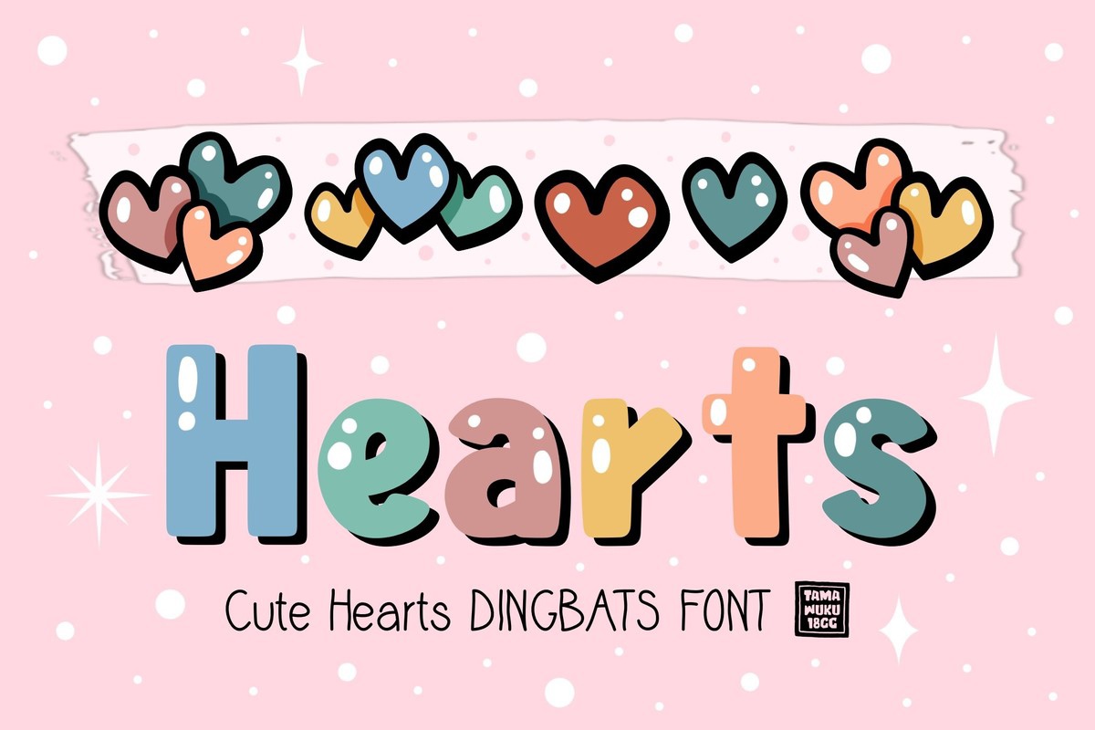 Пример шрифта Cute Hearts Regular