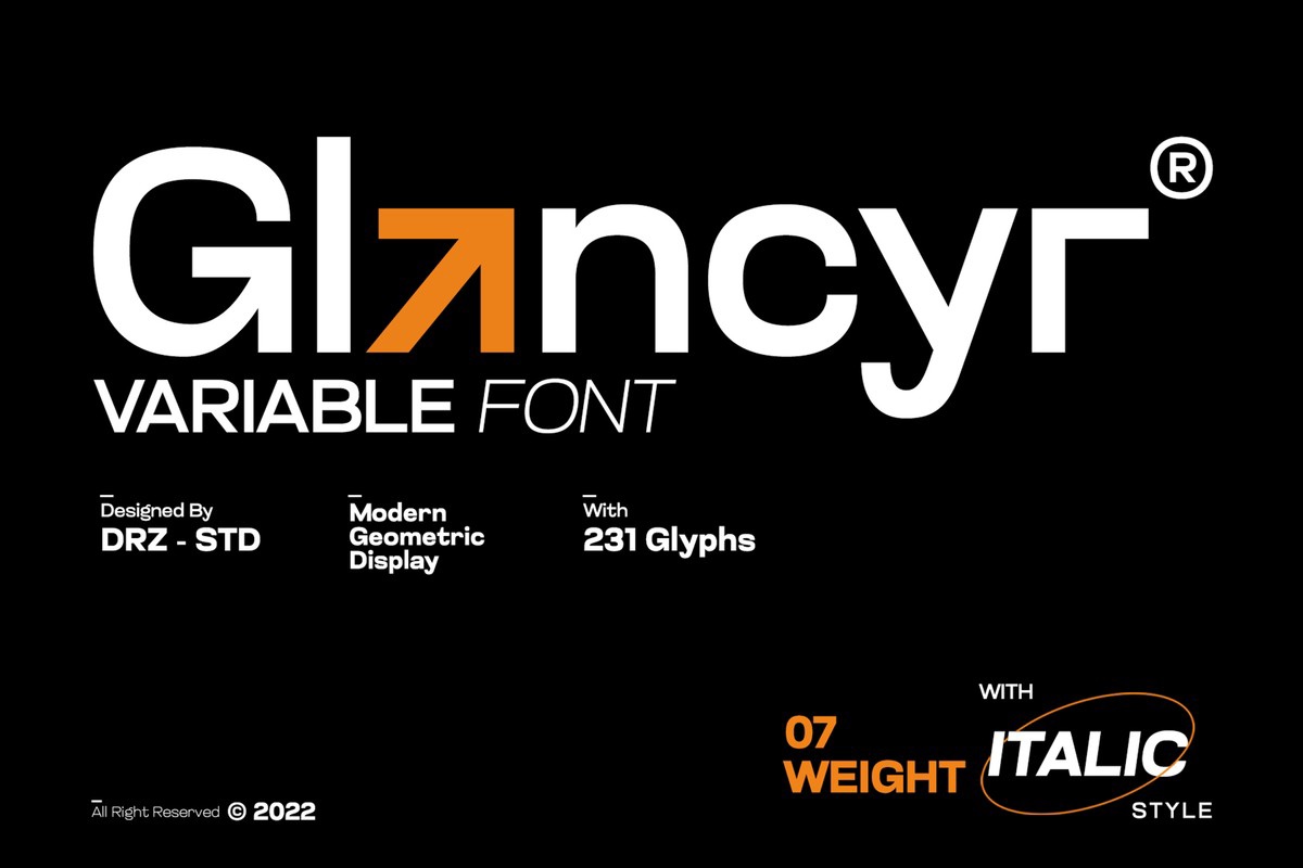 Пример шрифта Glancyr Medium Italic