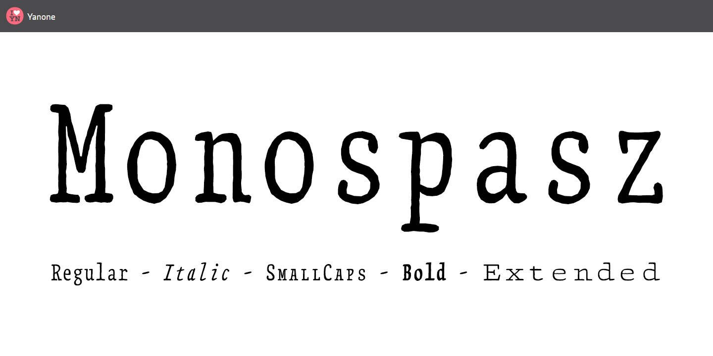 Пример шрифта Monospasz Italic