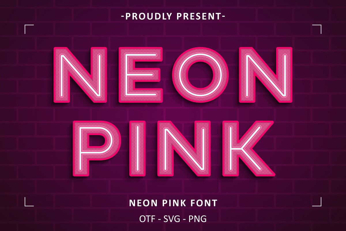 Пример шрифта Neon Pink Regular