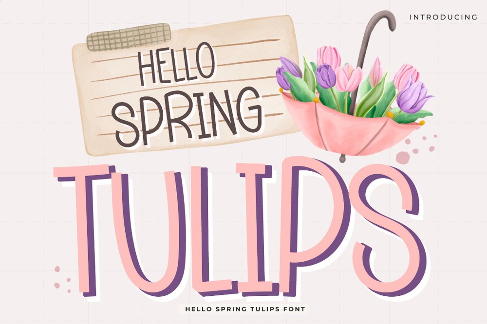 Пример шрифта Hello Spring Tulips