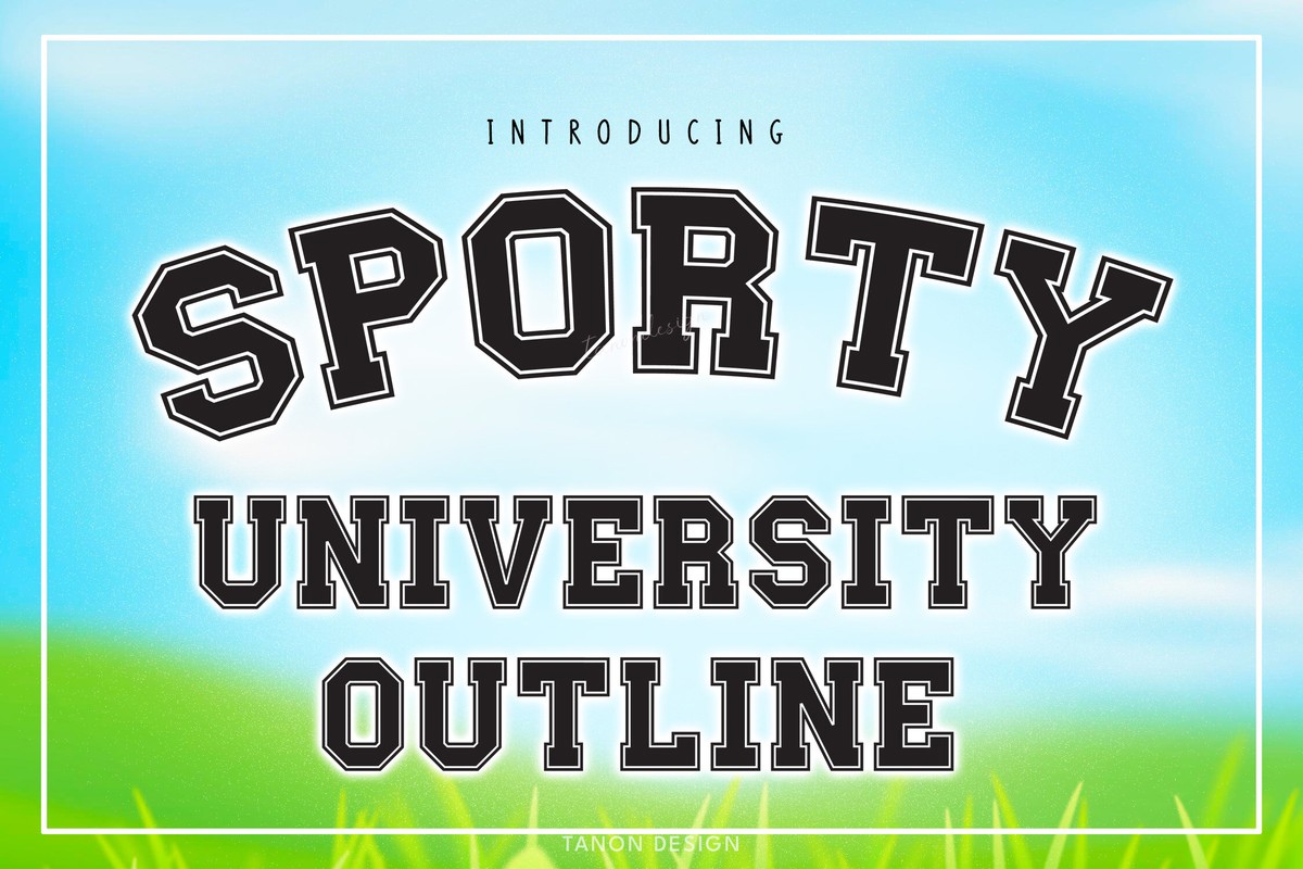 Пример шрифта Sporty University Outline