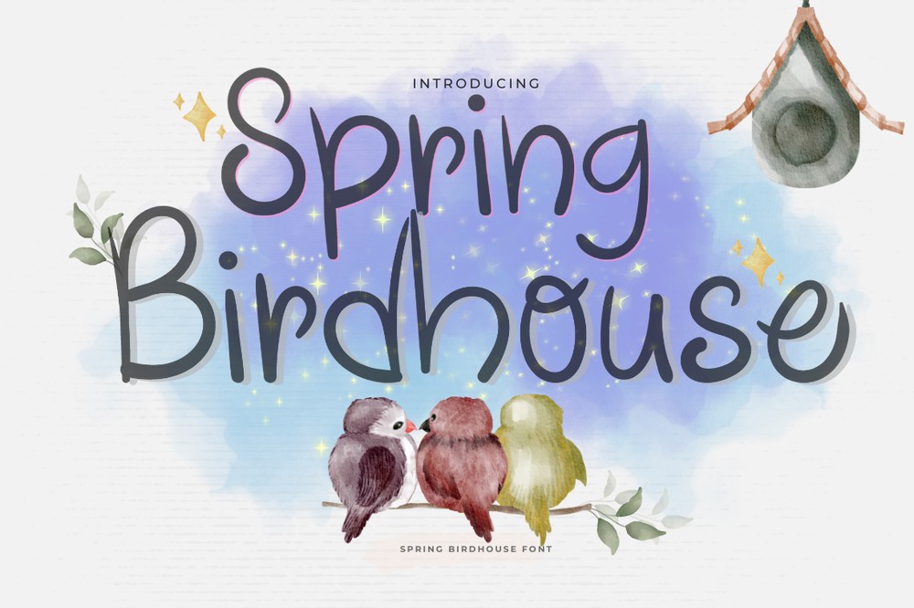 Пример шрифта Spring Birdhouse Regular