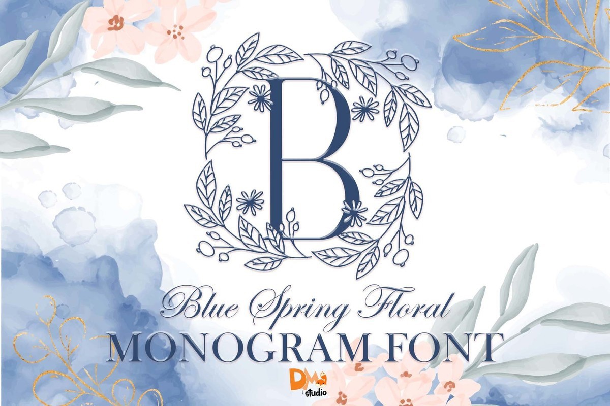 Пример шрифта Blue Spring Floral Monogram Regular