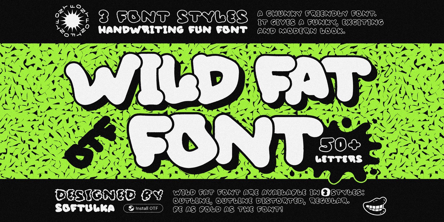 Пример шрифта Wild Fat Font Regular