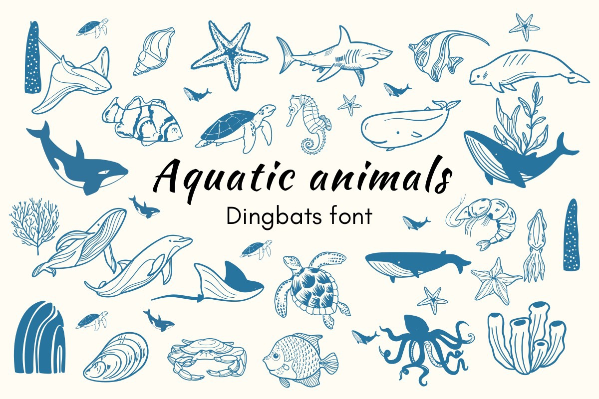 Пример шрифта Aquatic Animals