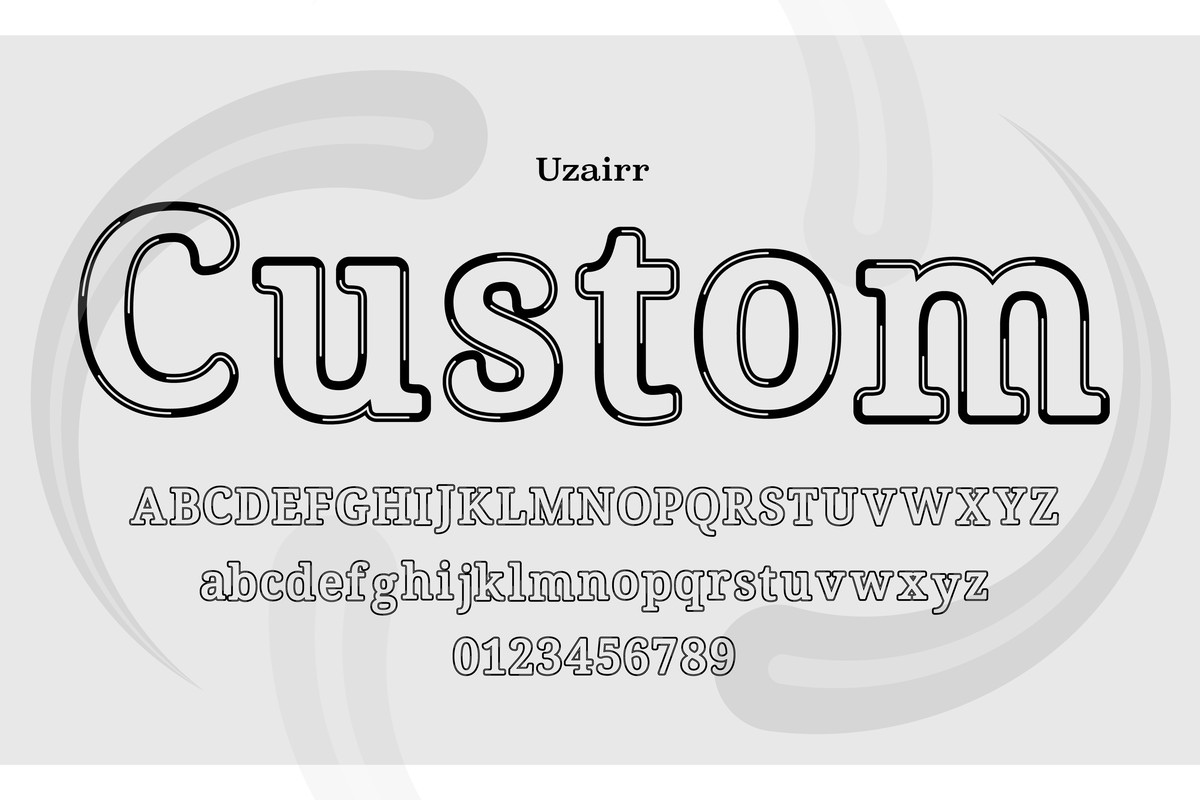 Пример шрифта Uzairr Custom Regular