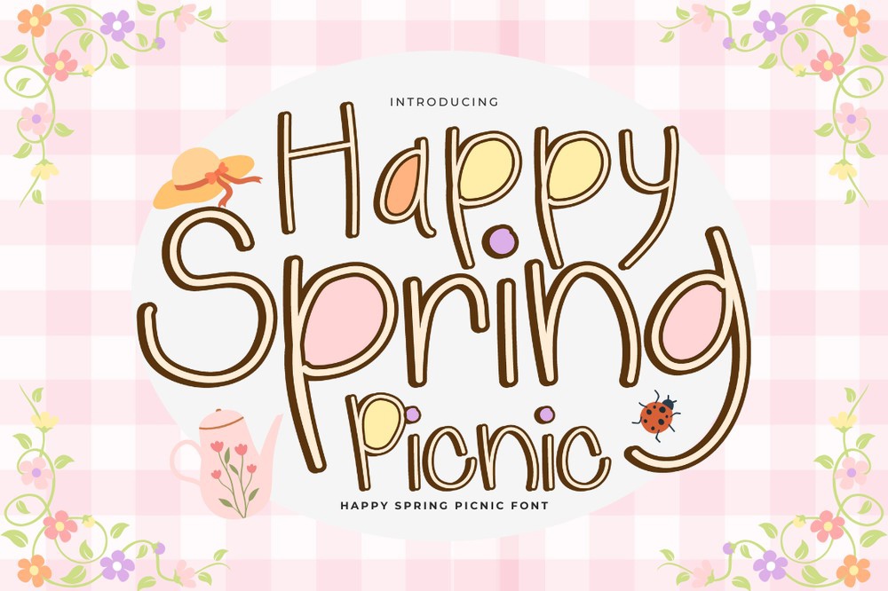 Пример шрифта Happy Spring Picnic