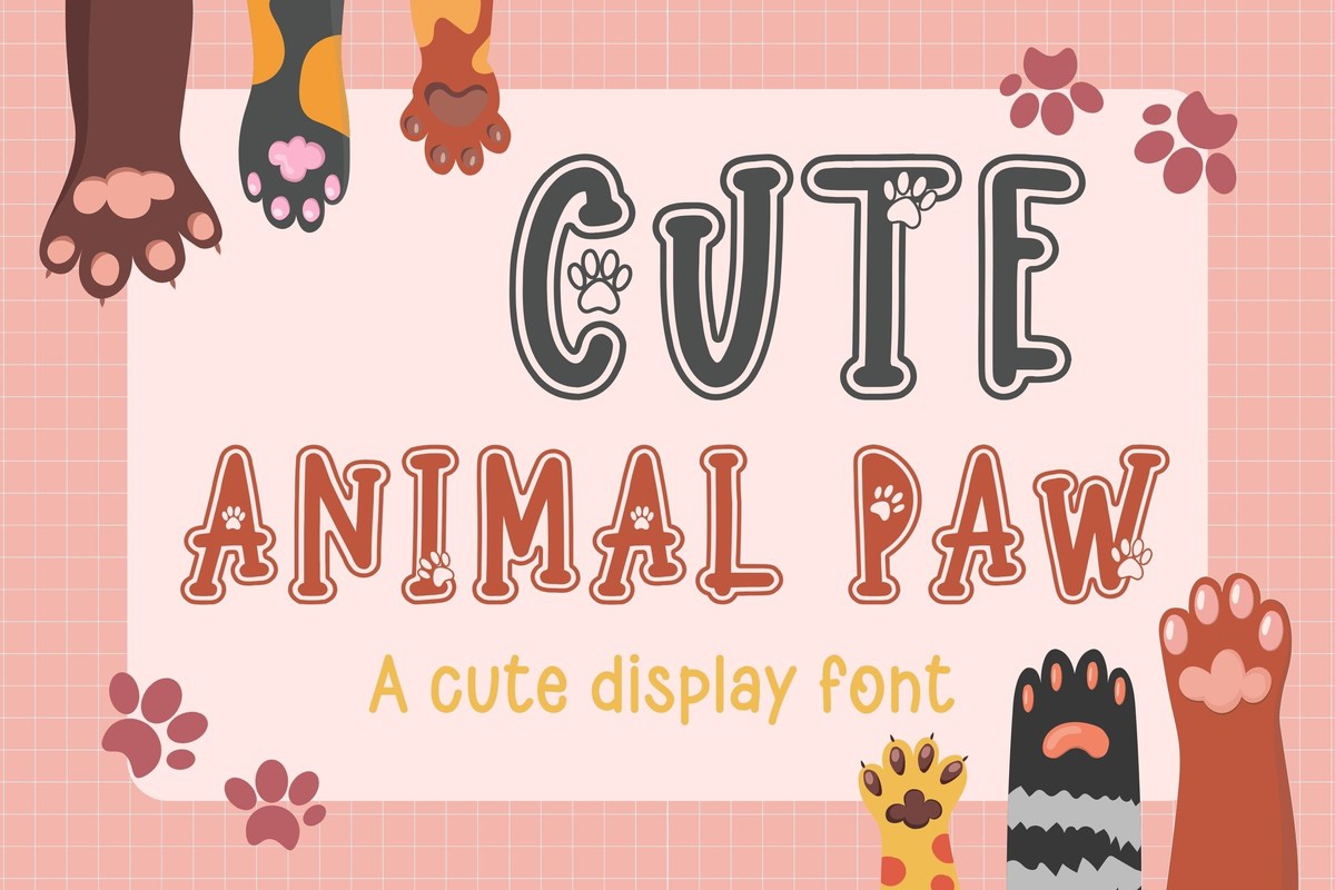 Пример шрифта Cute Animal Paw