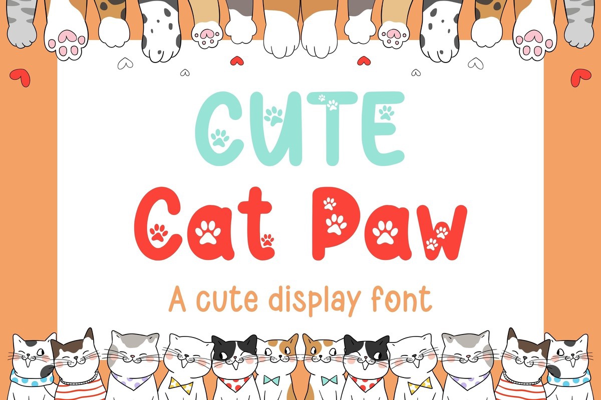 Пример шрифта Cute Cat Paw Regular