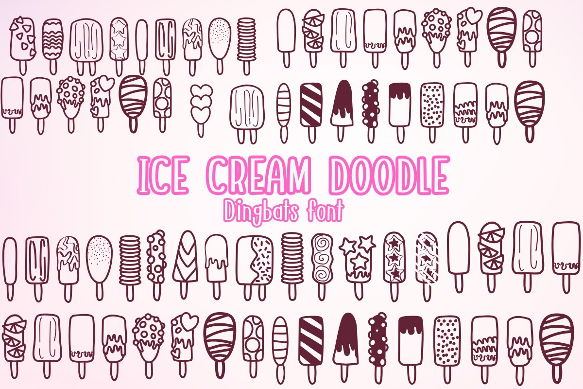 Пример шрифта Ice Cream Doodle