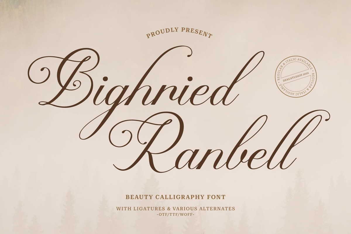 Пример шрифта Bighried Ranbell