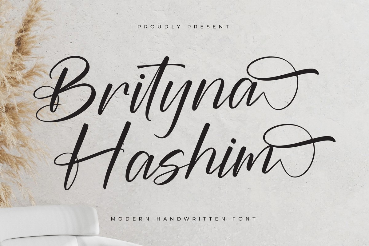 Пример шрифта Brityna Hashim Italic