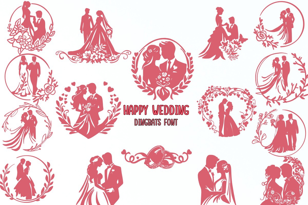 Пример шрифта Happy Wedding Regular