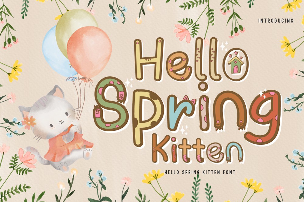 Пример шрифта Hello Spring Kitten Regular