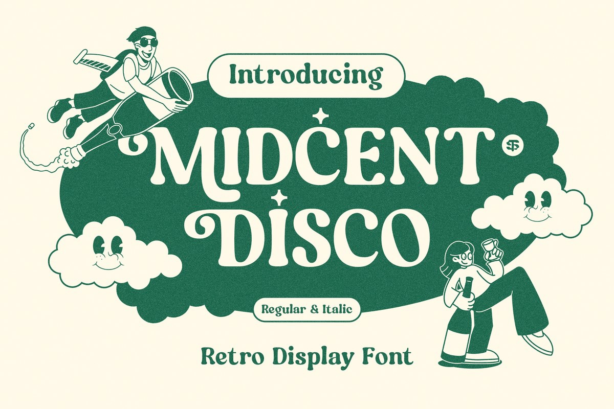 Пример шрифта Midcent Disco Italic