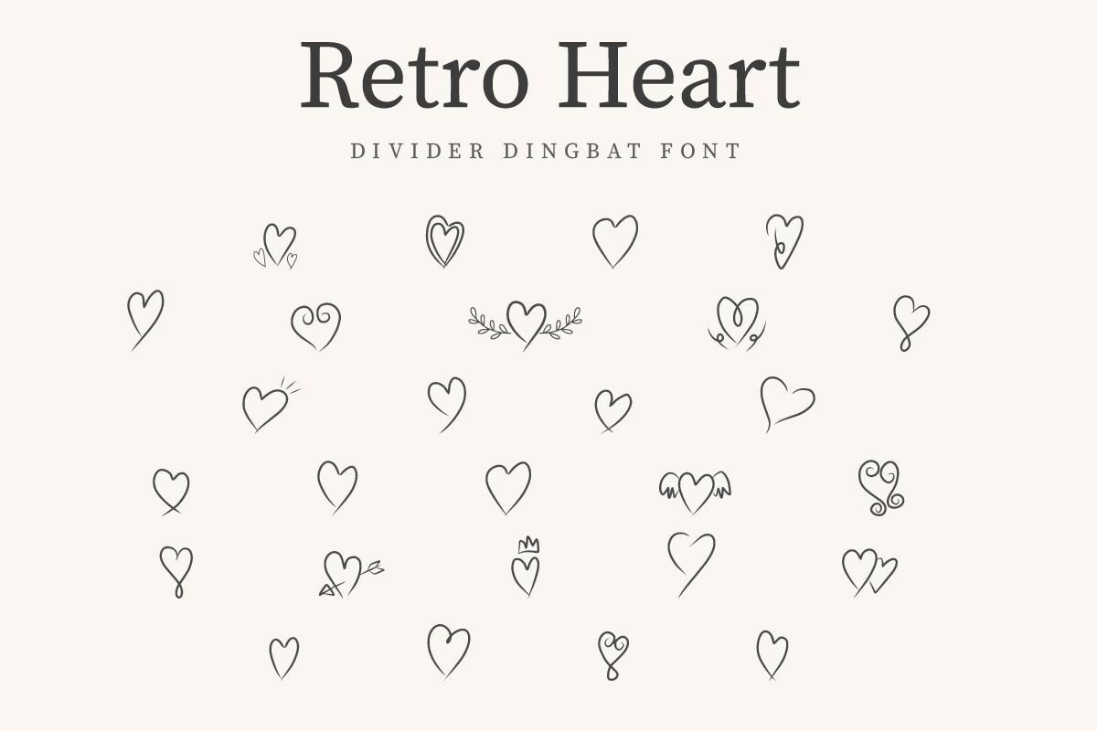 Пример шрифта Retro Heart Regular