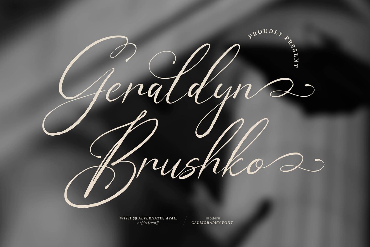 Пример шрифта Geraldyn Brushko