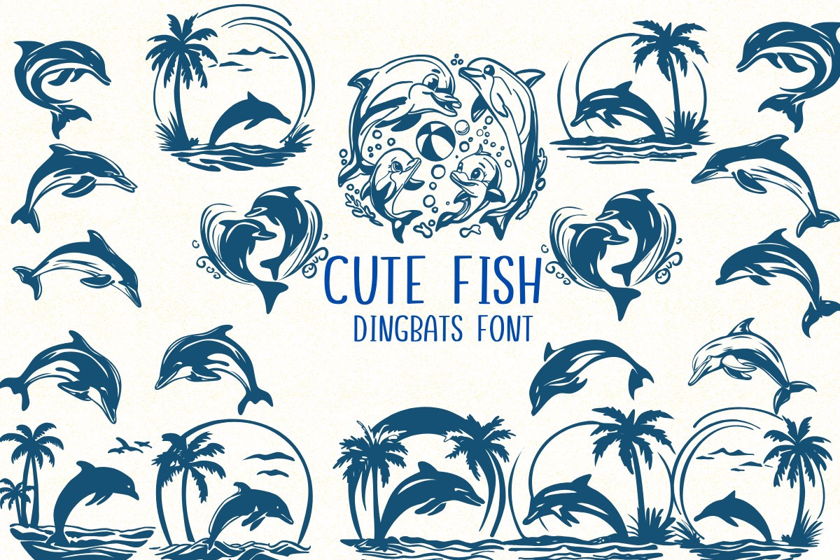 Пример шрифта Cute Fish Regular