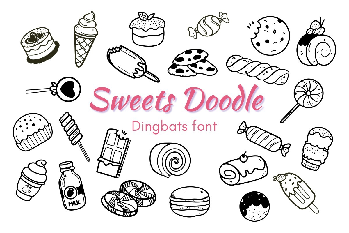 Пример шрифта Sweets Doodle