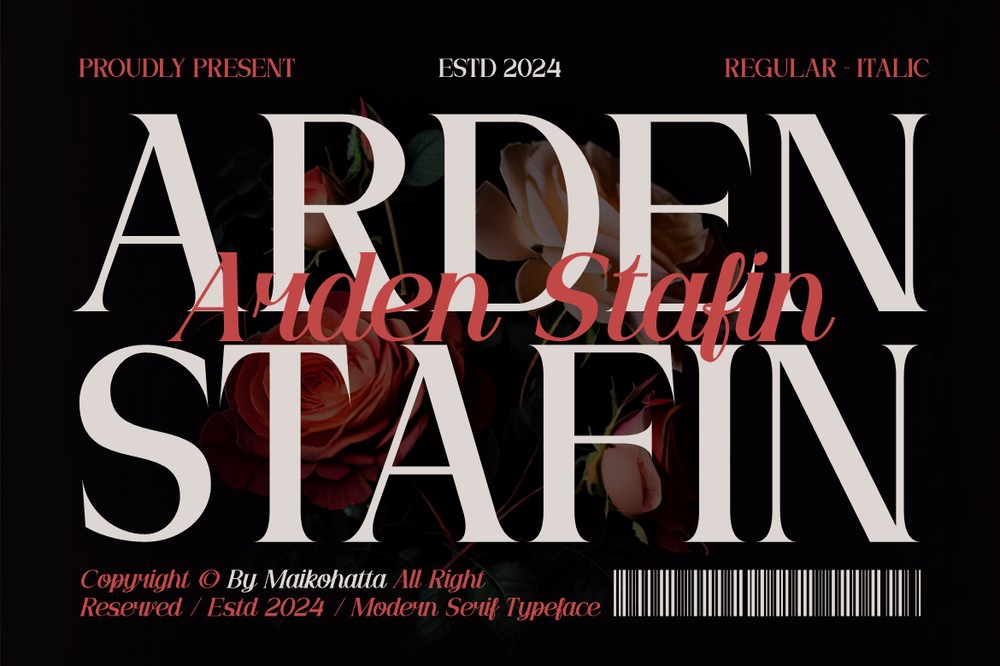 Пример шрифта Arden Stafin Italic