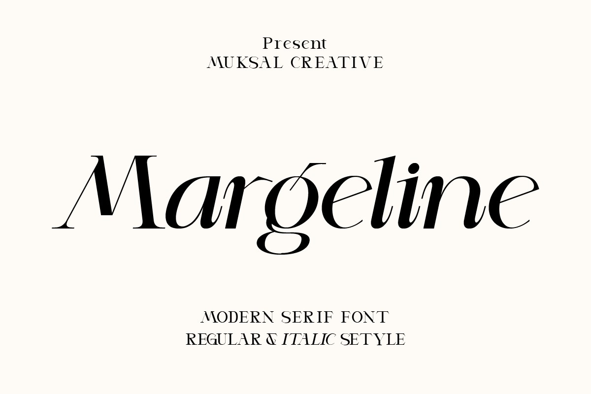 Пример шрифта Margeline Italic