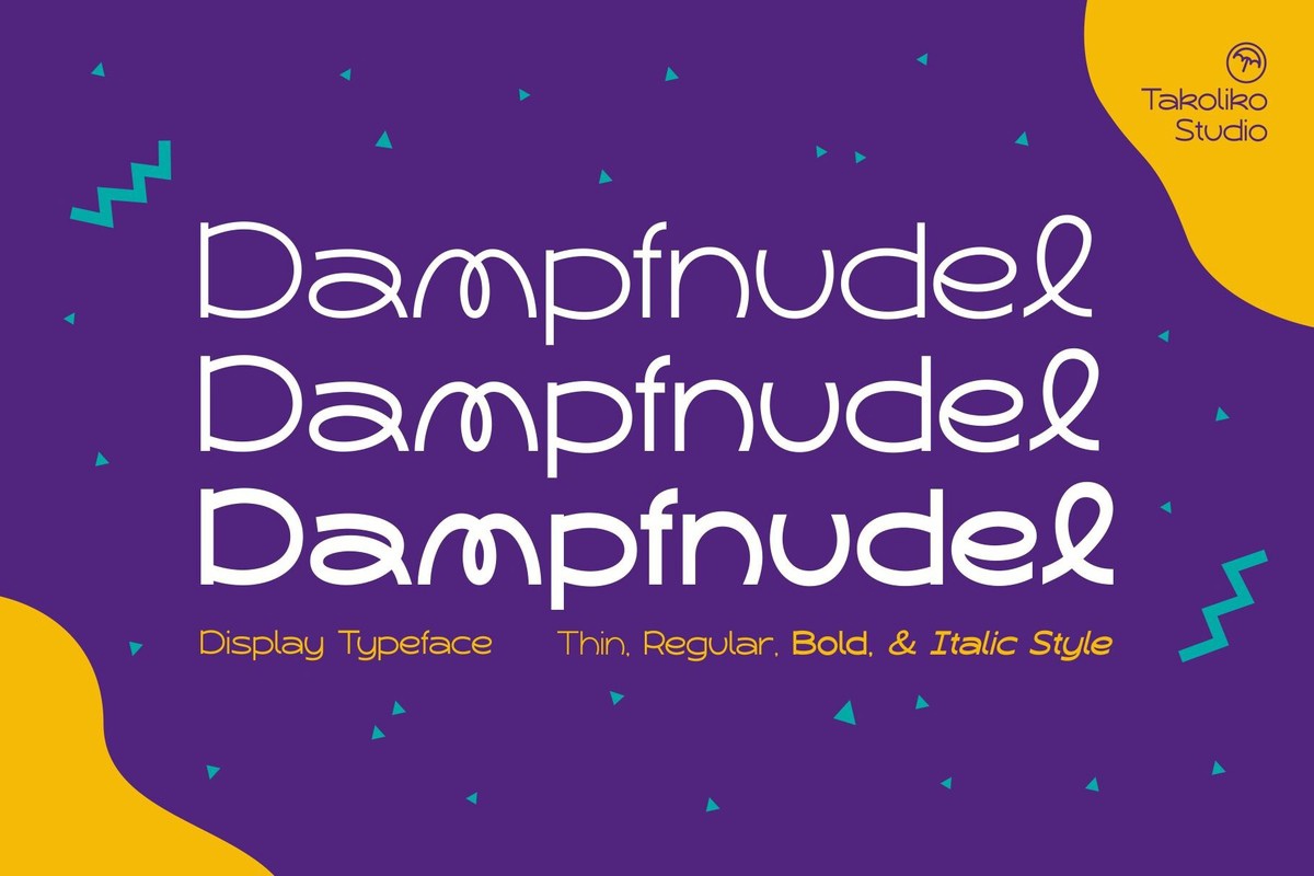 Пример шрифта Dampfnudel Thin Italic