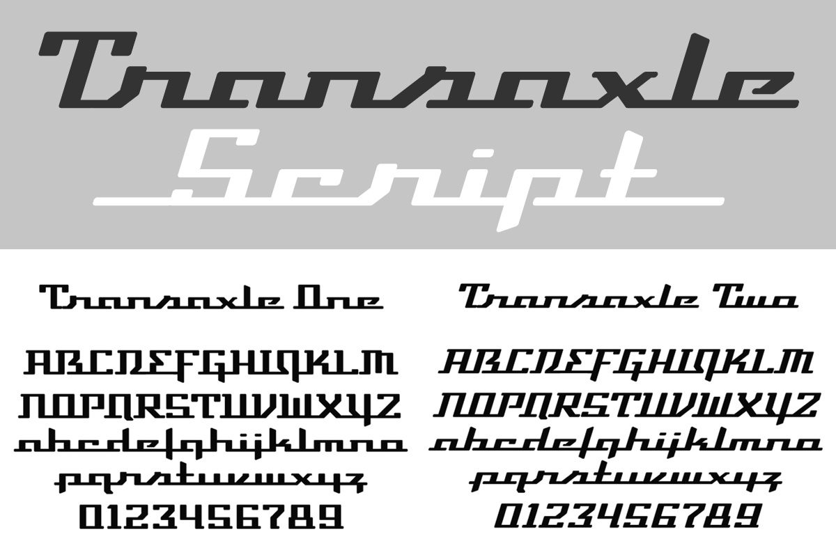 Пример шрифта Transaxle Script